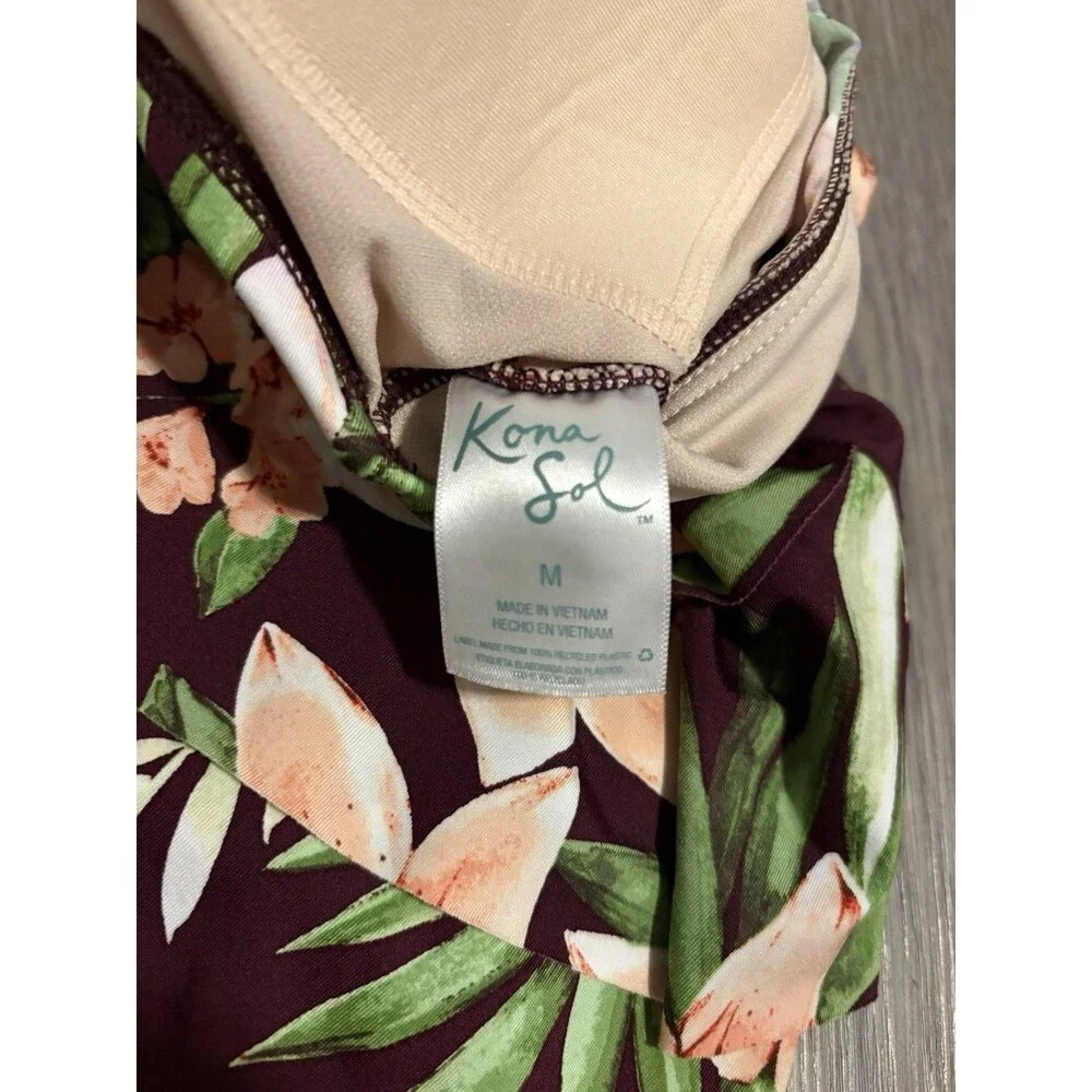 Kona Sol Women's Tankini Top only Swimsuit floral print plus size M